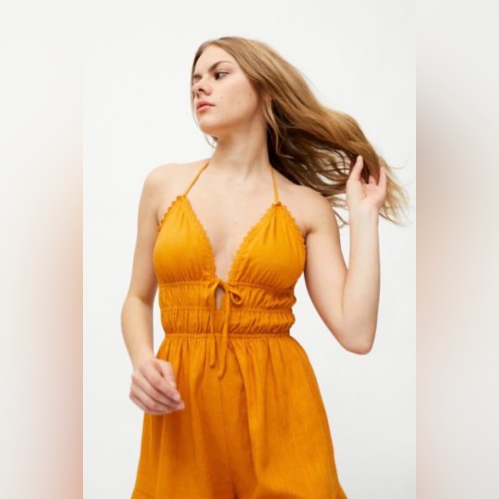 #21- Urban Outfitters yellow linen halter romper small